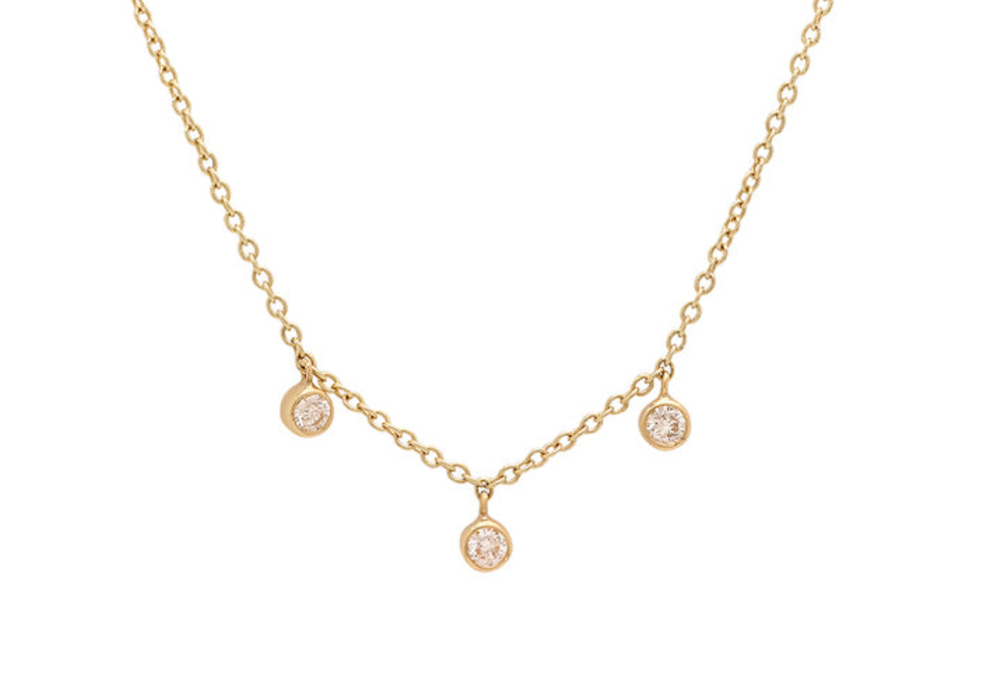 3 Diamond Bezel Dangle Necklace