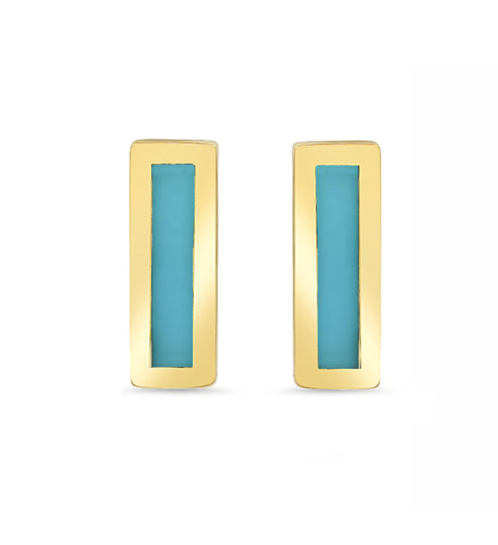 Turquoise Inlay Bar Studs