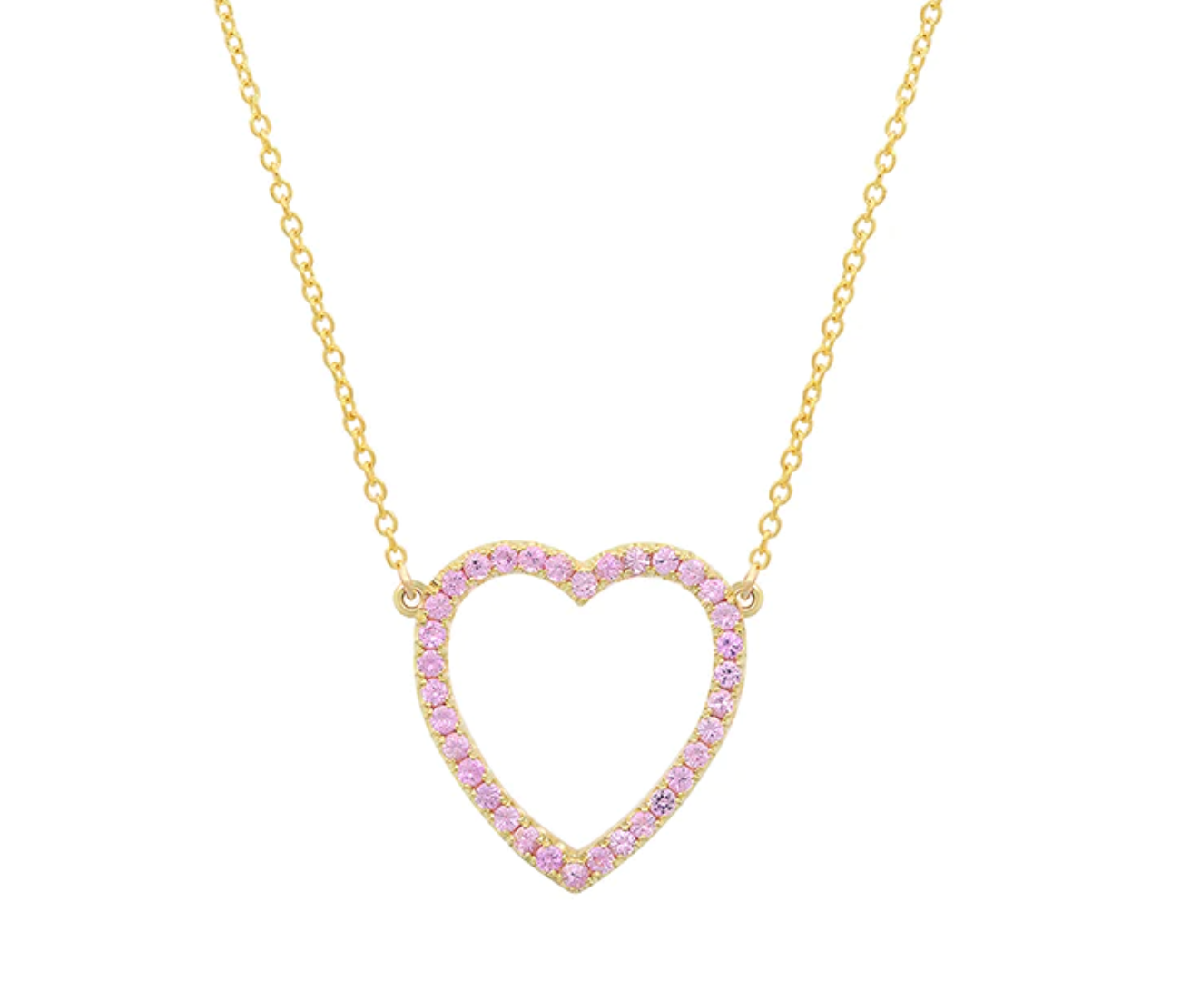 Pink Sapphire Open Heart Necklace