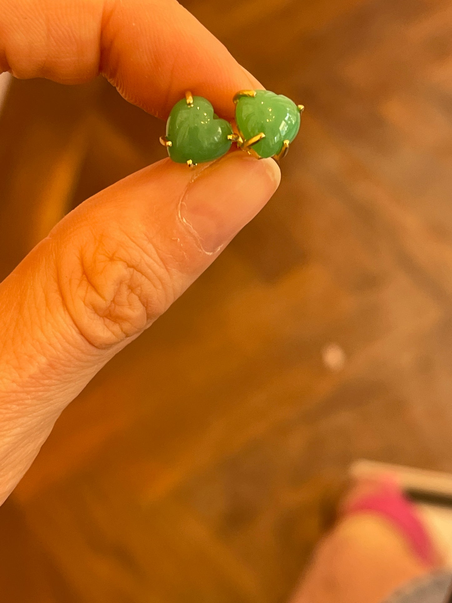 Cabochon Heart shape chrysoprase Stud Earrings