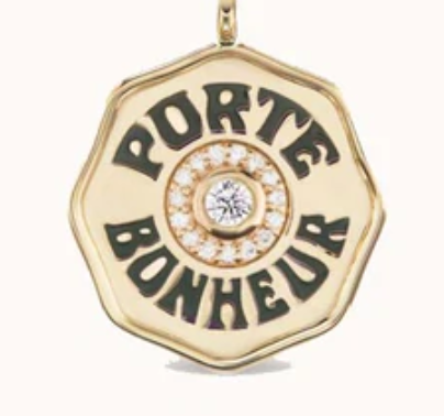 Mini PB Coin Charm White Diamond, Black Enamel with Diamond Halo - CHARM ONLY