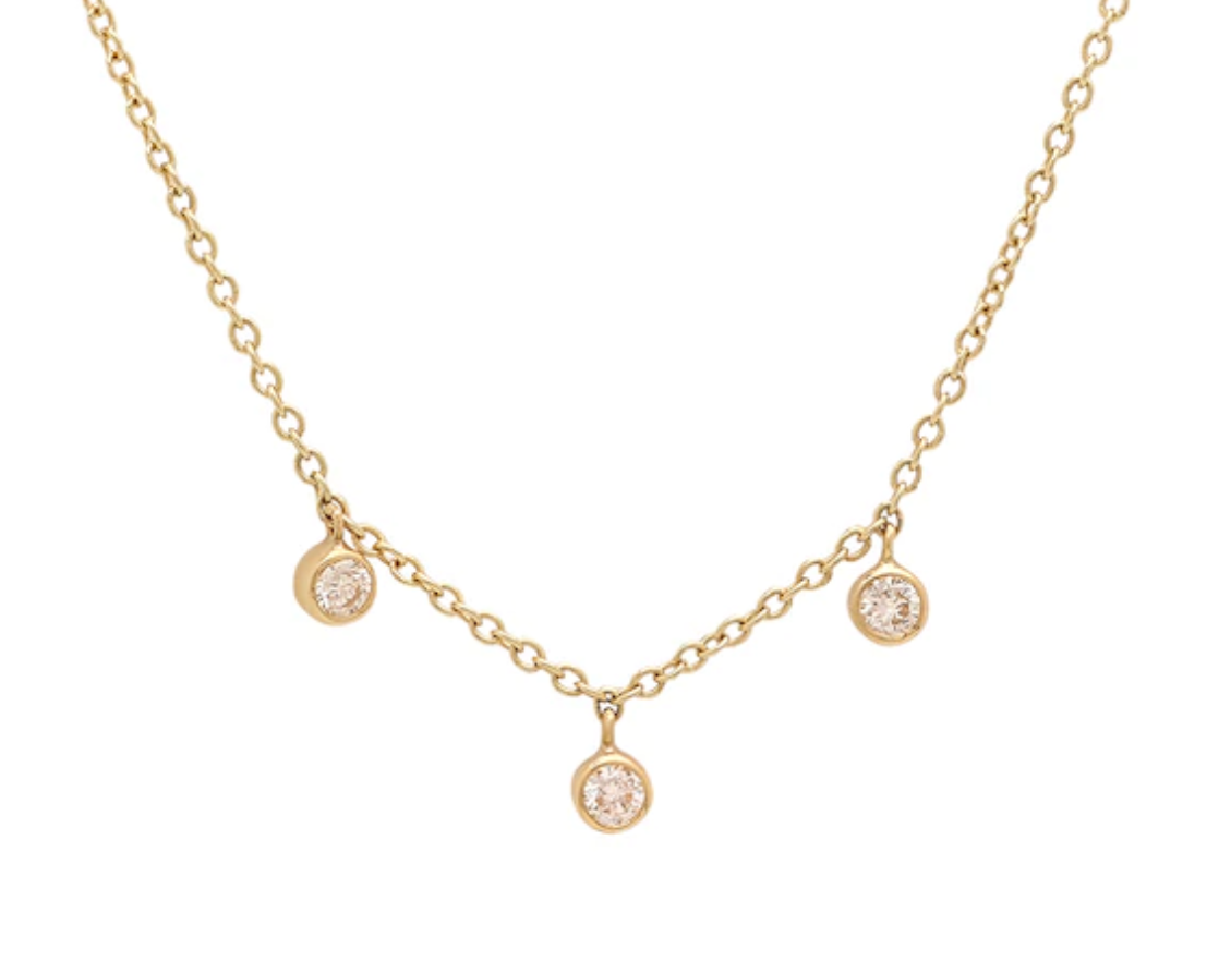 3 Mini Diamond Bezel Dangle Necklace