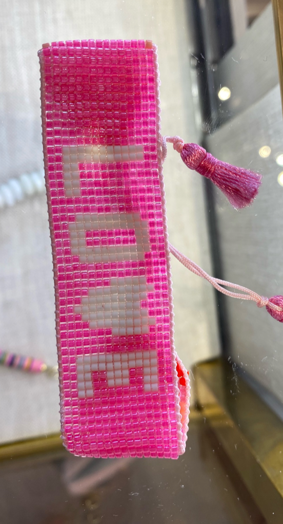 LOVE Beaded Bracelet Hot Pink