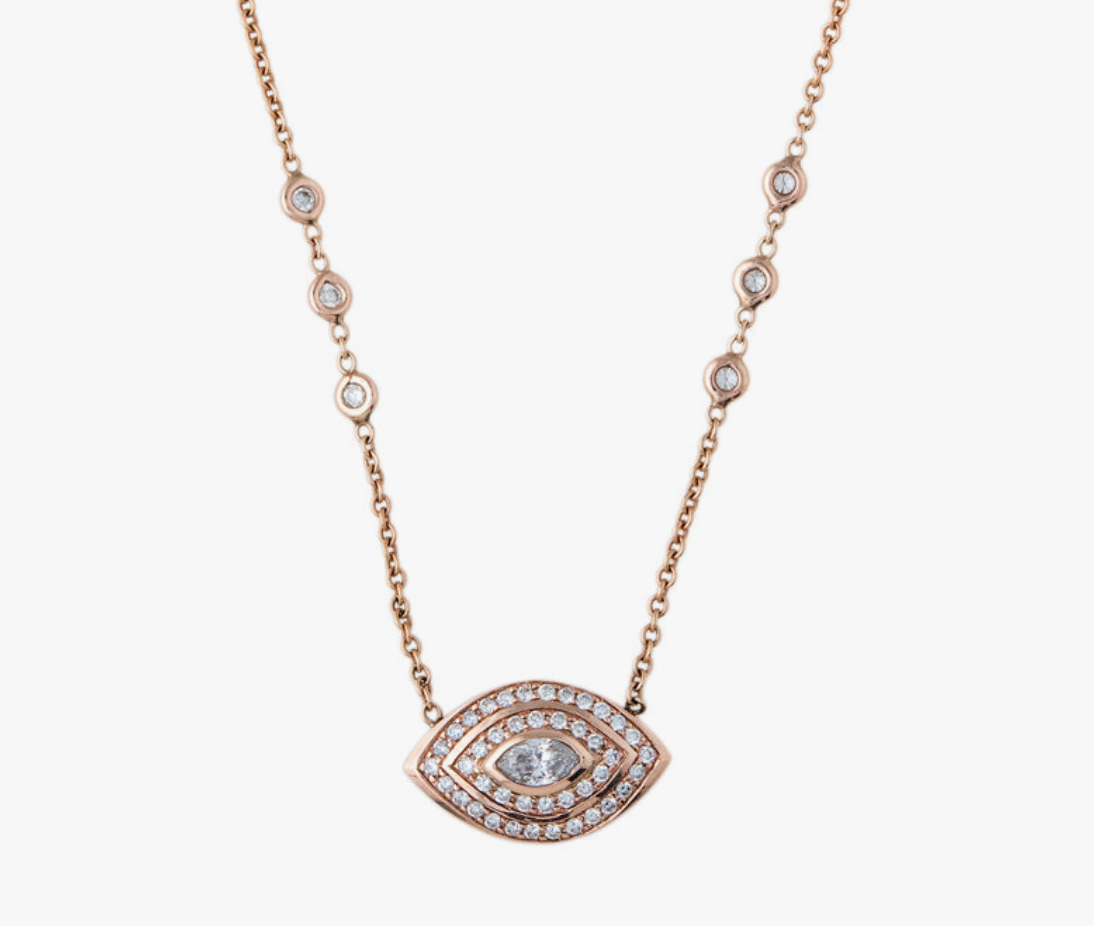 DOUBLE HALO MARQUISE EYE NECKLACE