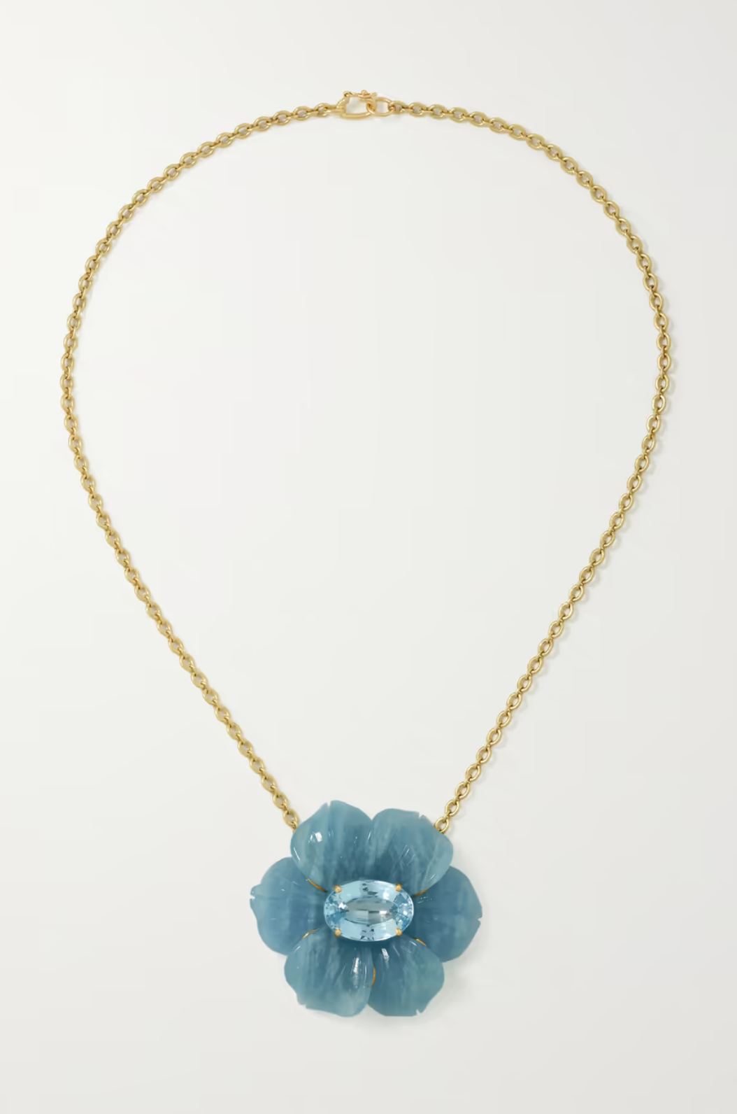 Aquamarine Tropical Flower Necklace One of a Kind