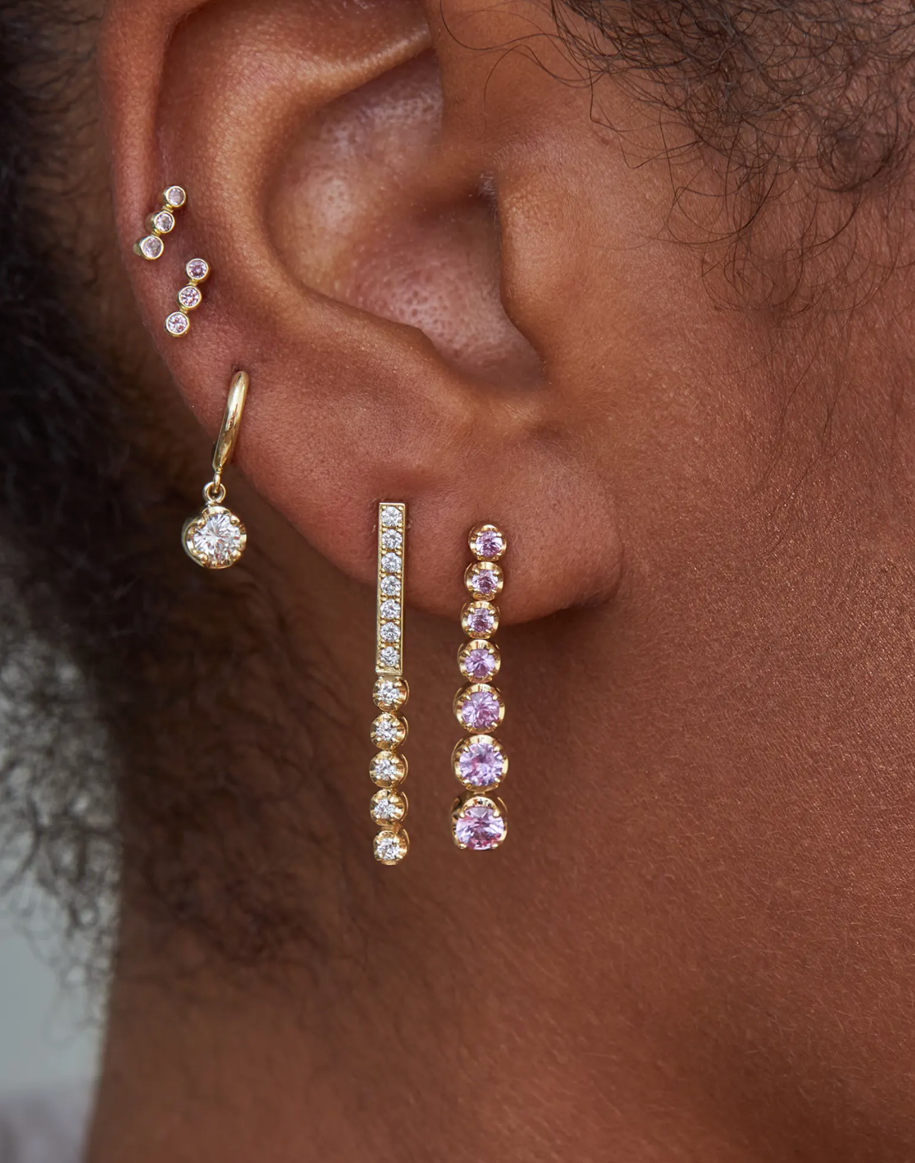 Graduated Pink Sapphire Tennis Studs