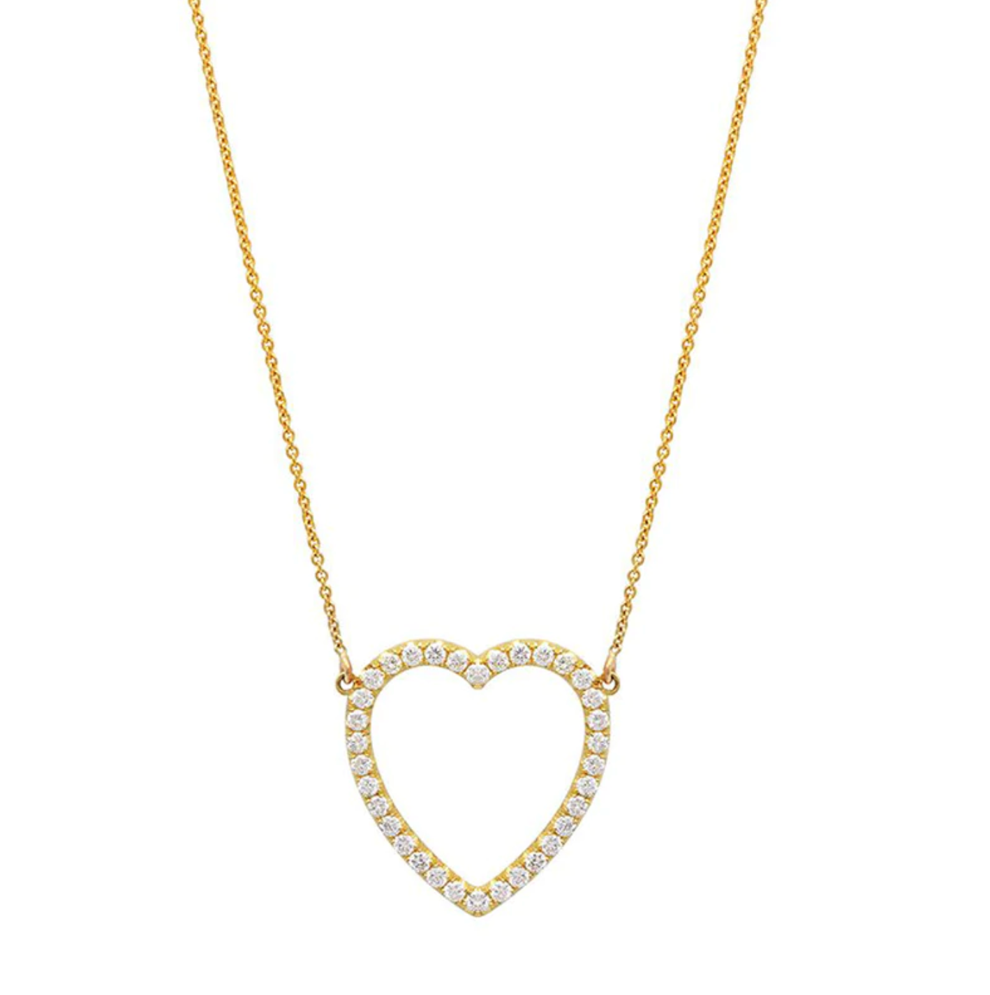 Large Diamond Open Heart Necklace