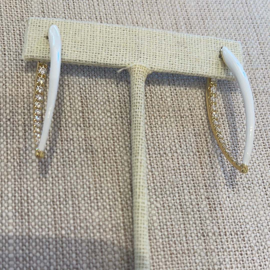 Cristina Earring Large: 18k yellow gold with diamonds (0.92 tcw) and white enamel