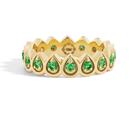 Yellow Gold and Emerald Mandala Petal Ring
