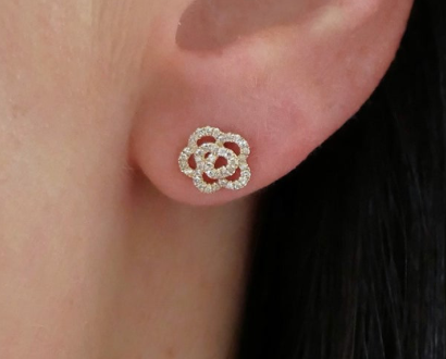 Diamond Rose Stud Earring (SINGLE)