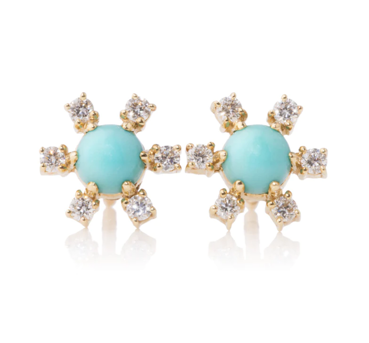 Reverse Bambi Diamonds Studs with Turquoise