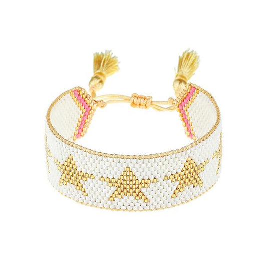 White with Gold Stars Bracelet