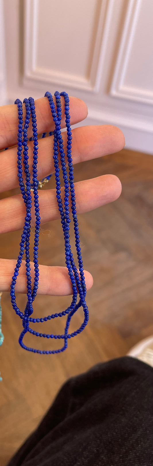Petite Lapis Bead Necklace - 16"
