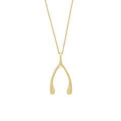 18K YELLOW GOLD WISHBONE NECKLACE