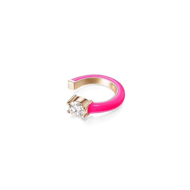 Aria U Earcuff II: 18k pink gold with diamond (0.16 tcw) and neon pink enamel