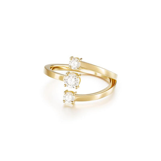 aria moon ring small 18k yellow gold with diaminds (.48 tcw), size 6.25