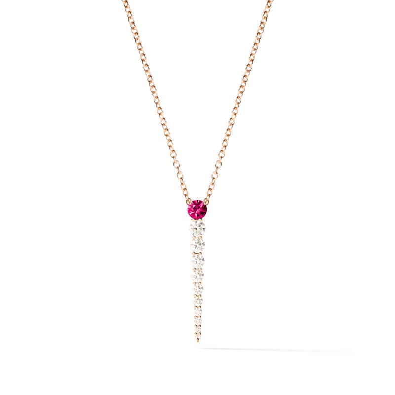 Aria Necklace: 18k pink gold with diamonds (0.68 tcw)  and ruby (0.25 tcw)