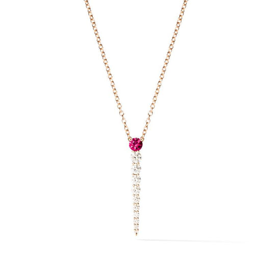 Aria Necklace: 18k pink gold with diamonds (0.68 tcw)  and ruby (0.25 tcw)