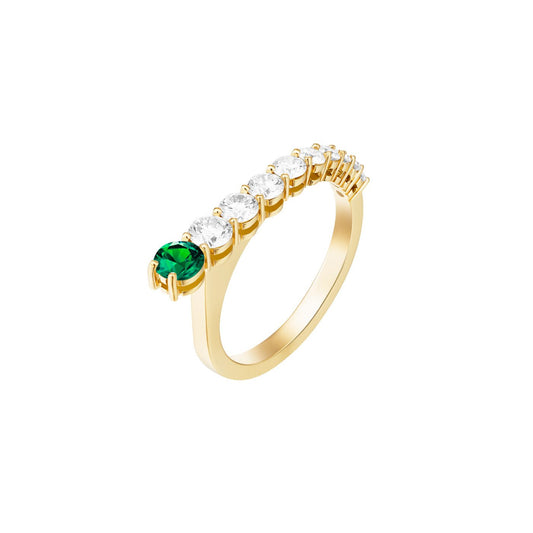 Aria ring 18k yellow gold with diamonds (.69 tcw) and tsavorite garnet (.30 tcw), size 6.5