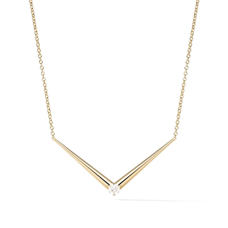Aria V Necklace (Gold): 18k yellow gold with diamonds (0.26 tcw)