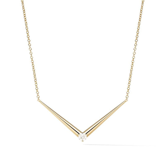 Aria V Necklace (Gold): 18k yellow gold with diamonds (0.26 tcw)