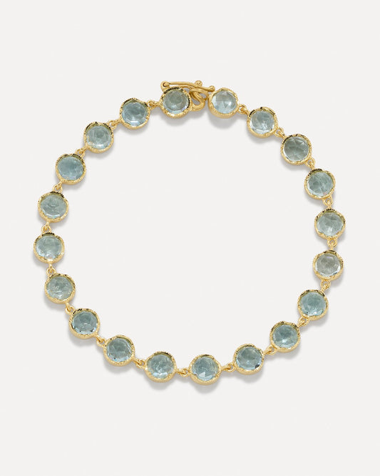 B223AQF.RC.YG Classic Link Bracelet-Yellow Gold w/ Rose Cut Fine Aquamarine-18k