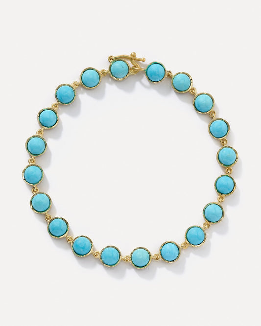 B223KT Classic Link Bracelet-Yellow Gold w/ Kingman Turquoise-18k