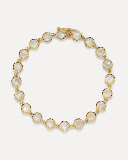 B223RM.RC Classic Link Bracelet-Yellow Gold w/ Rainbow Moonstone-18k