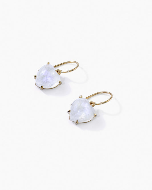 Love Earrings w/ Rainbow Moonstone-Rose Gold 18k