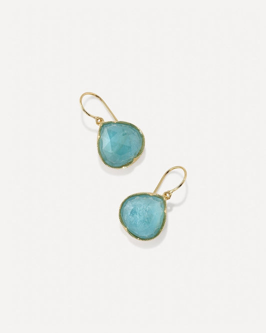 Large Classic Pear Drop Earrings with Fine Aquamarine