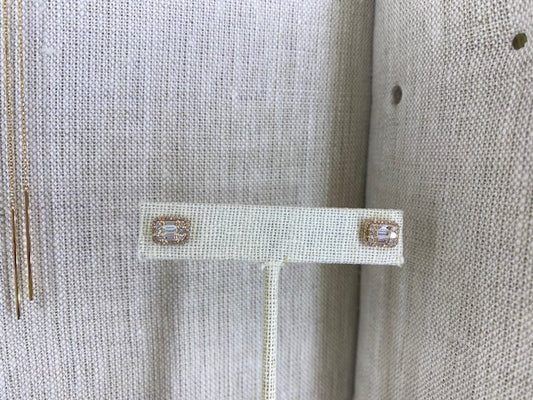 Rose Gold Diamond Pave and Diamond Baguette Studs