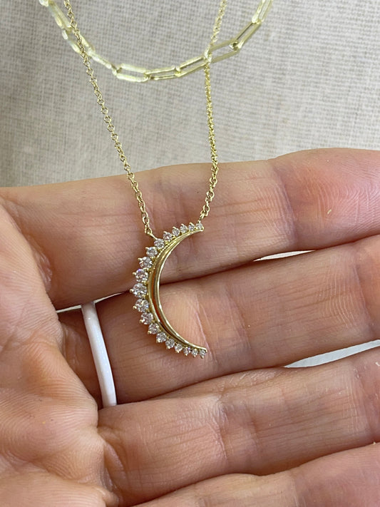 Petite Diamond Crescent Moon Necklace