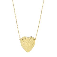 18K Yellow Gold Hammered Heart Necklace