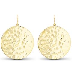 18K YELLOW GOLD LARGE HAMMERED GOLD DISC EARRINGS