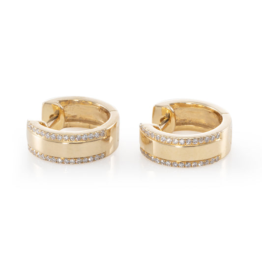 Petite Thick Gold Huggies with Pave Trim - Yellow Gold / Pave Diamonds