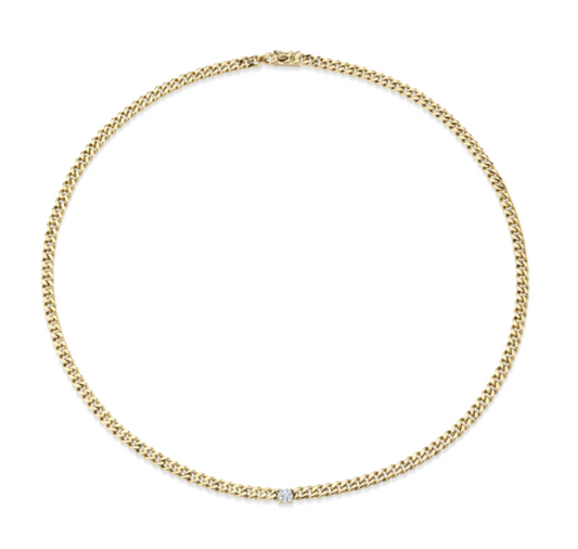 Cuban Link Necklace with Diamond Center