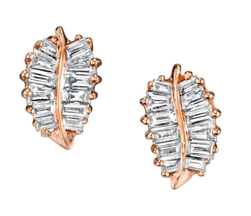 Rose Gold Small Palm Leaf Studs