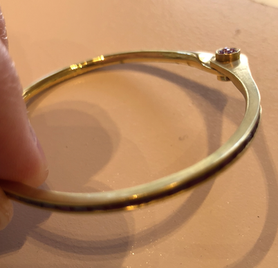 18K Yellow Gold Skinny Handcuff w/Ruby Baguettes