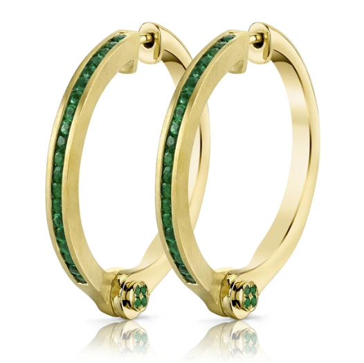 Emerald Handcuff Hoop Earrings