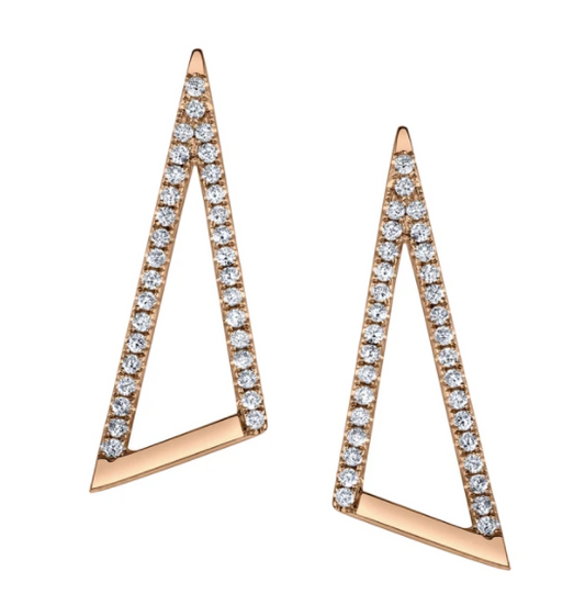 V Ear Climbers - Rose Gold/Pave Diamond