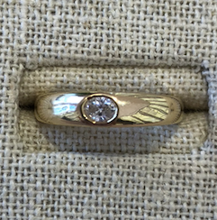 Solid Gold Dome Ring with Diamond