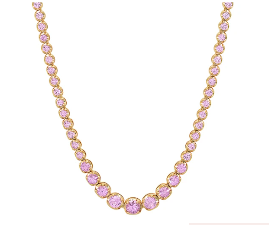 Graduated Pink Sapphire Tennis Necklace