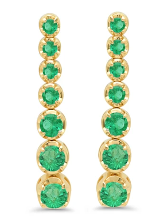 graduated emerald tennis stud earrings