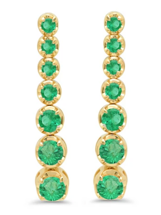 graduated emerald tennis stud earrings