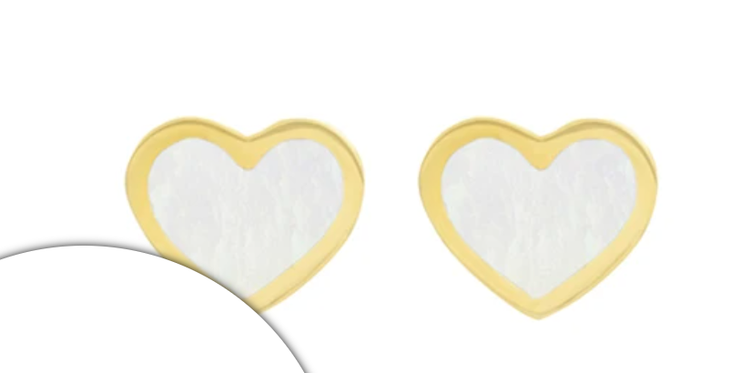 MOTHER OF PEARL INLAY HEART STUDS