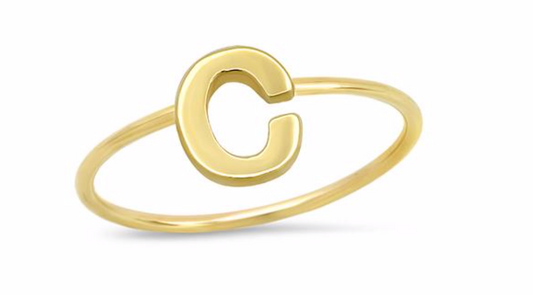 Mini Uppercase Letter Ring - "C"