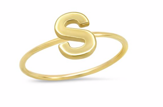 Mini Uppercase Letter Ring - "S"