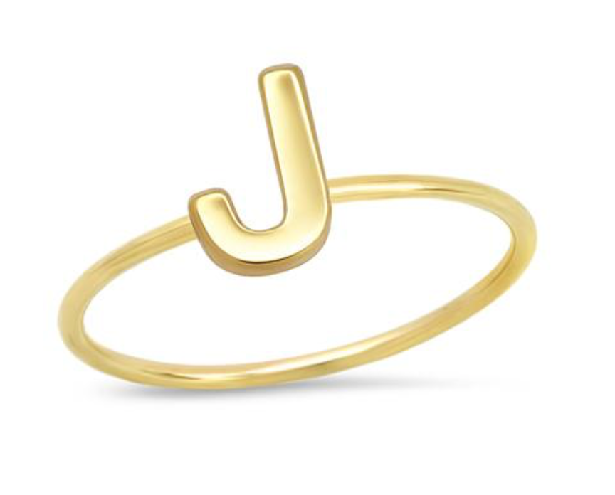 Mini Uppercase Letter Ring - "J"