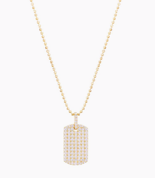 Diamond Dog Tag - 14K YG