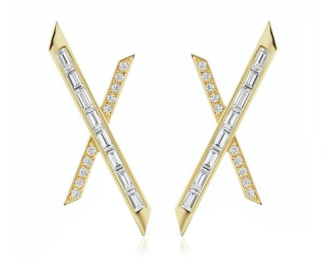 Baby X 18K Yellow and White Gold Diamond Earrings